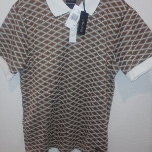 Buffalo David Bitton Brown and White Men's Polo Shirt